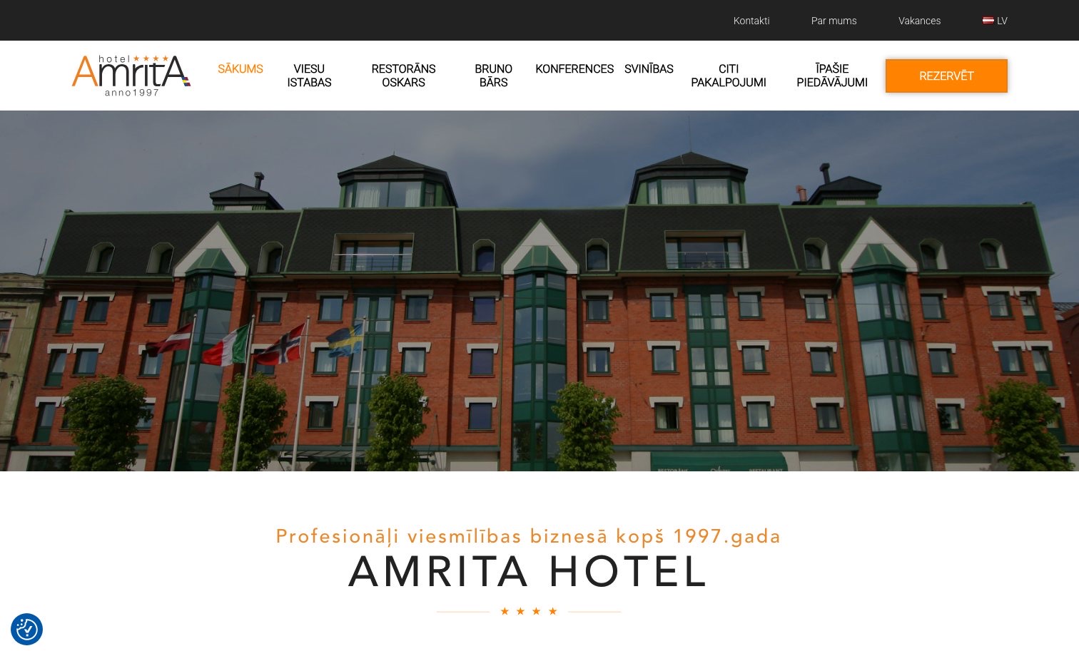 Amrita Hotel homepage preview