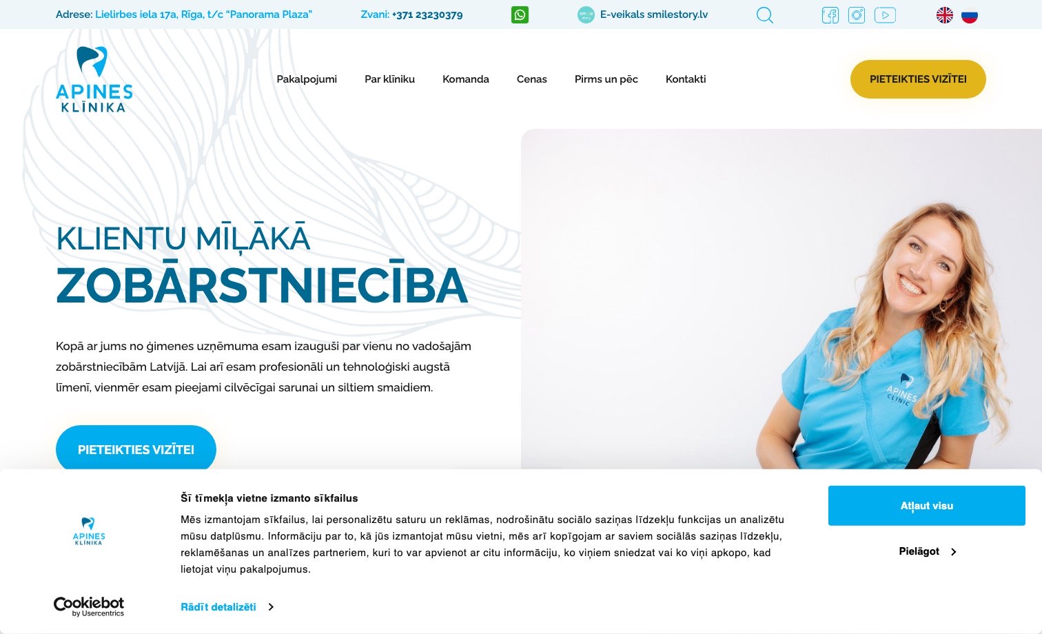 Apines klīnika homepage preview