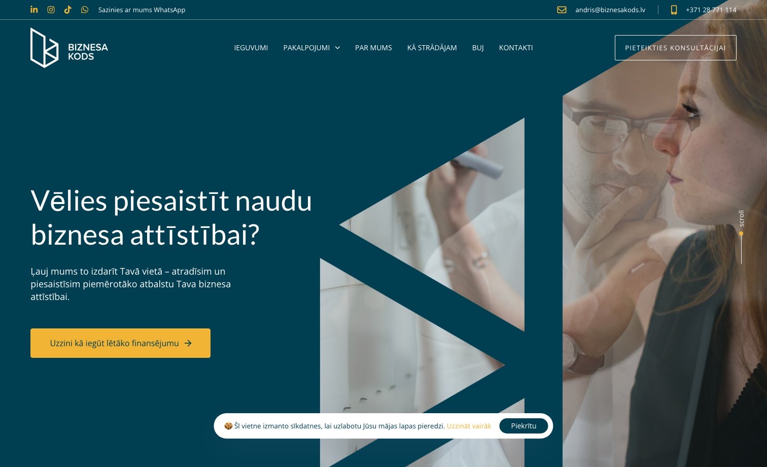 Biznesa Kods, SIA homepage preview