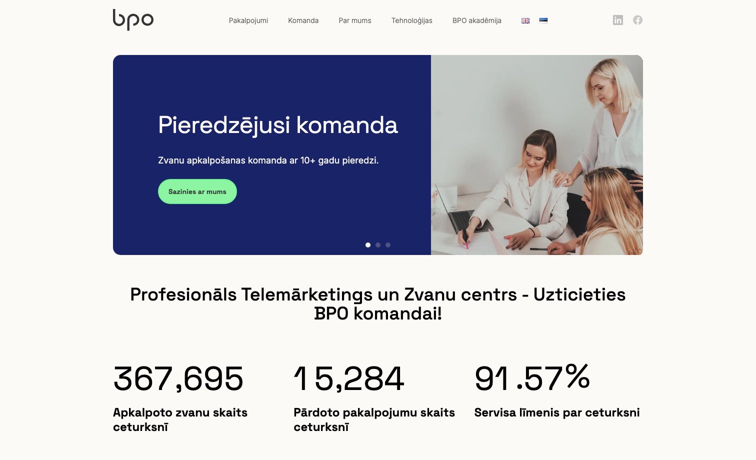 BPO Services homepage preview