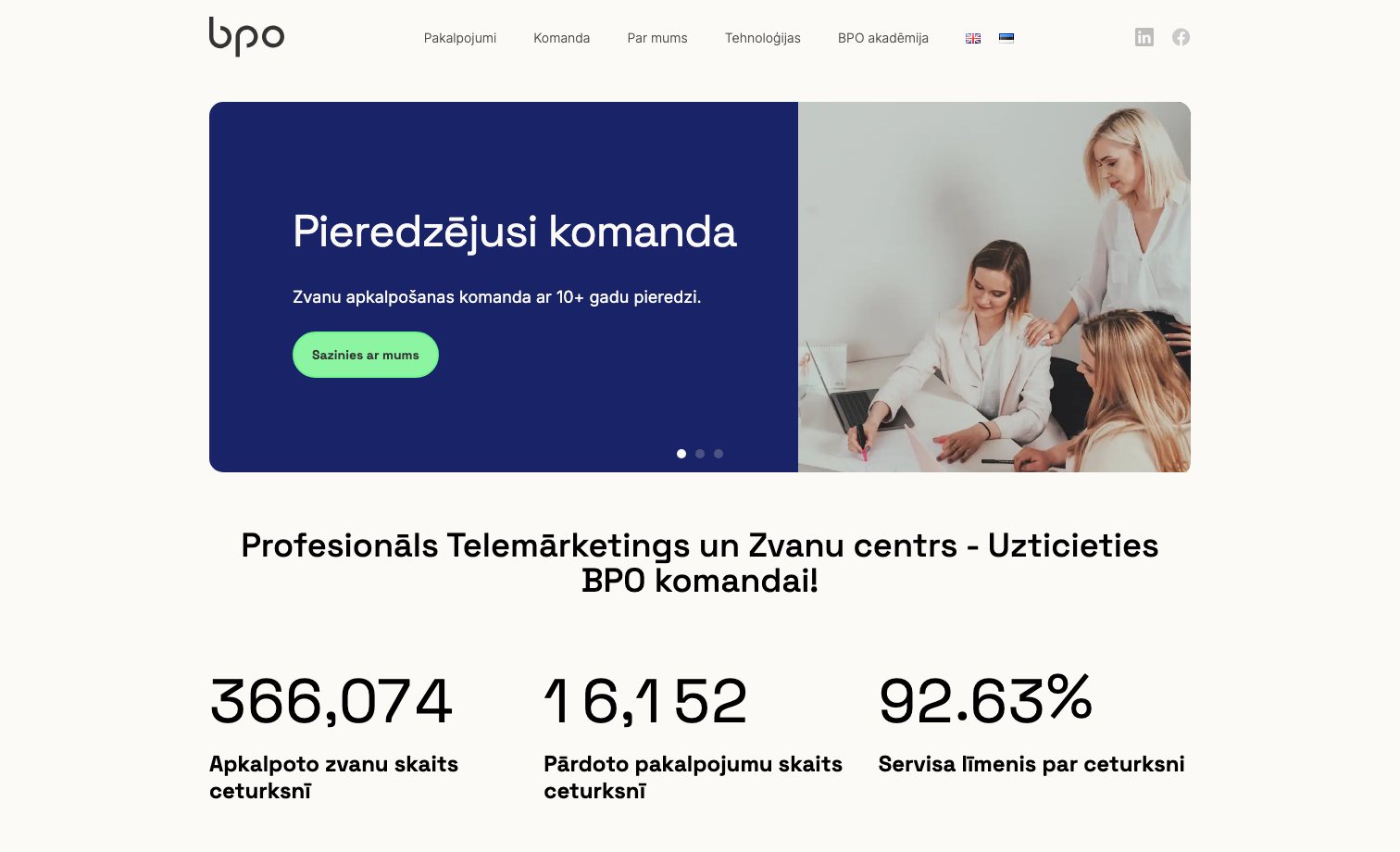 BPO Services homepage preview