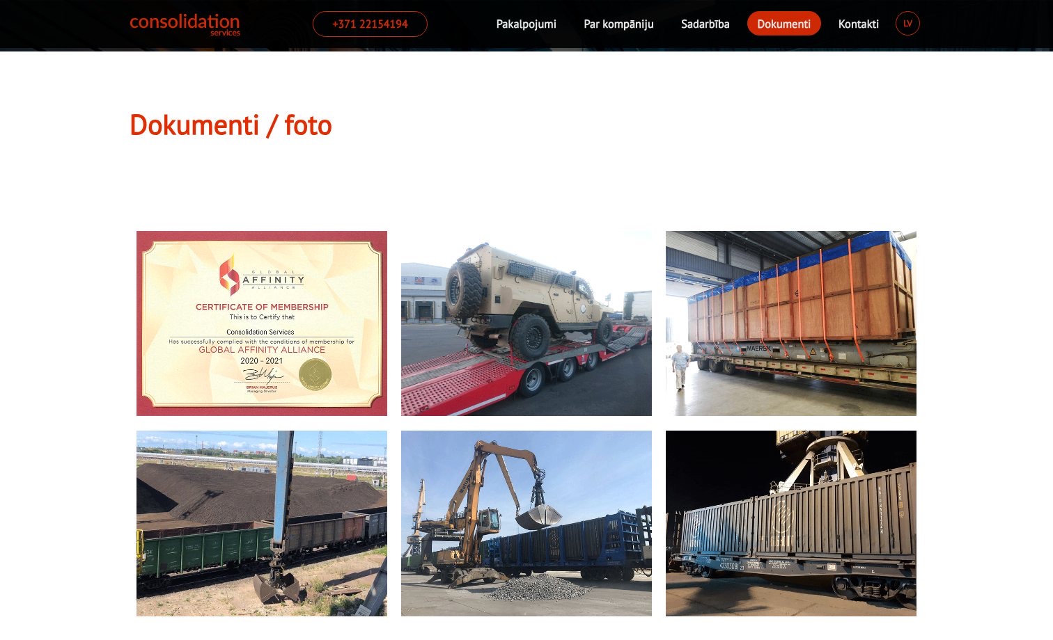 Consolidation Services SIA homepage preview