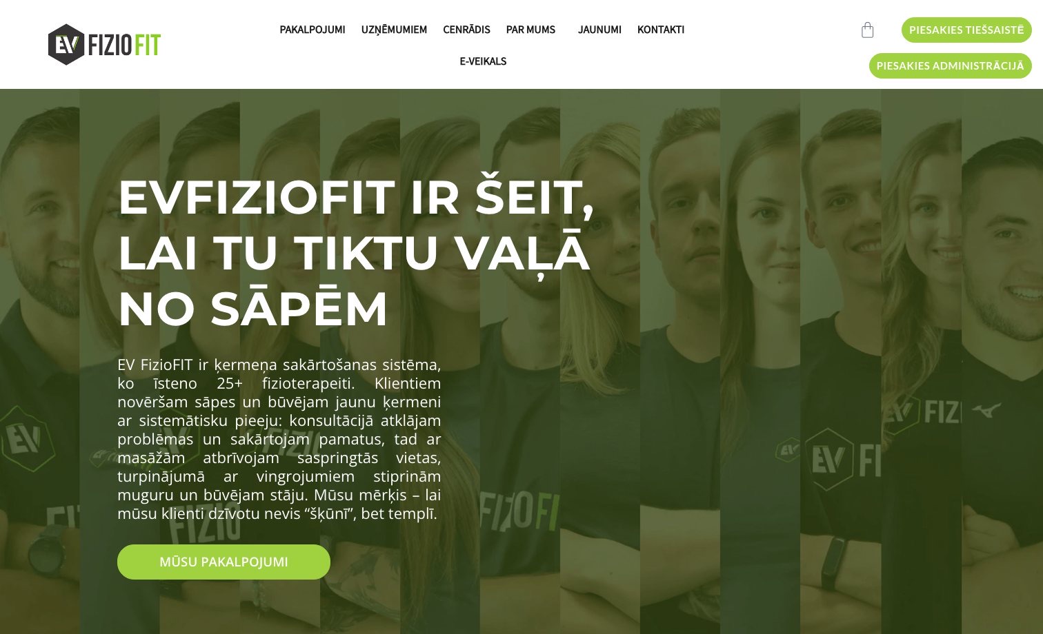 EV FizioFIT homepage preview