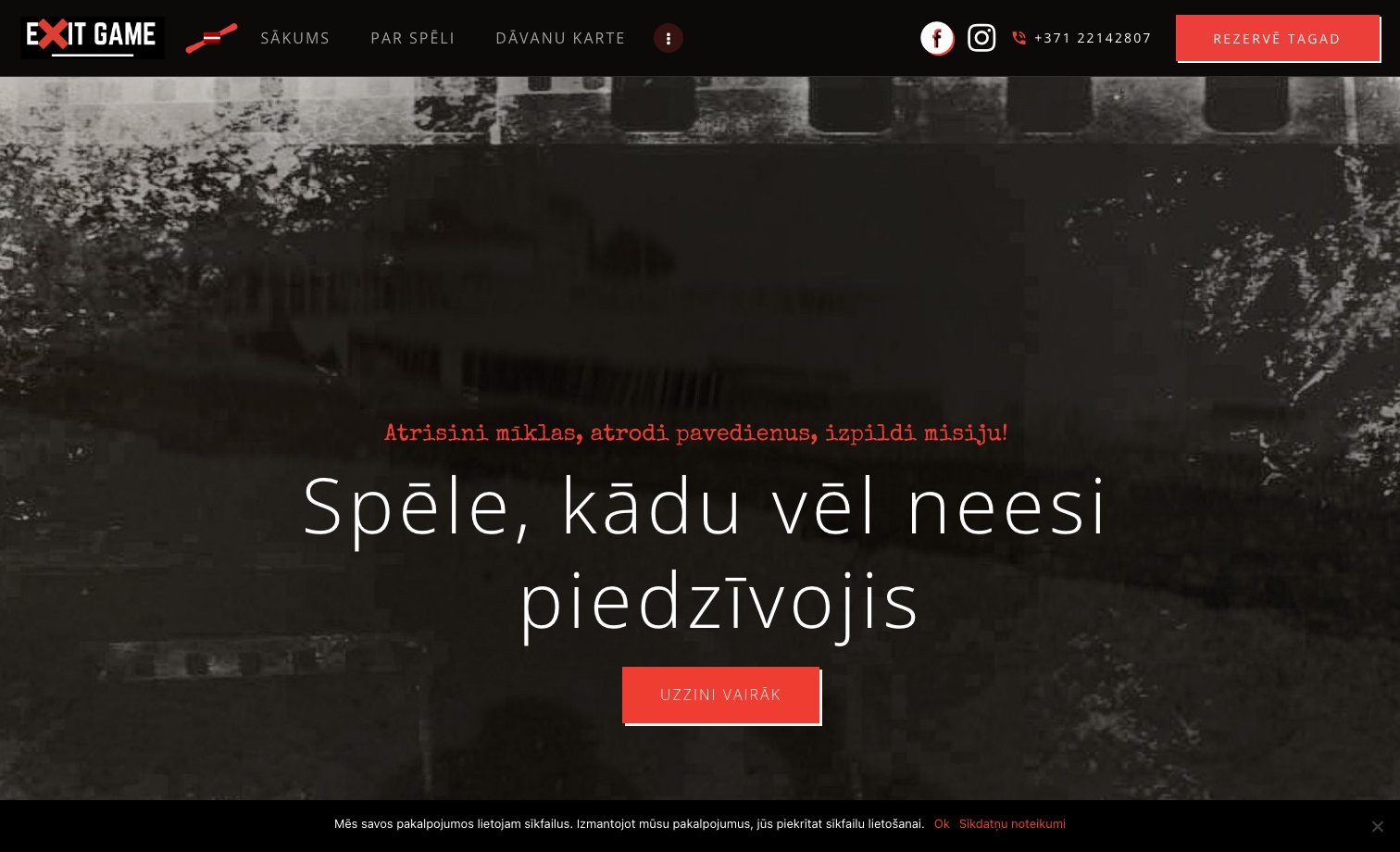 Exitgame Liepāja homepage preview