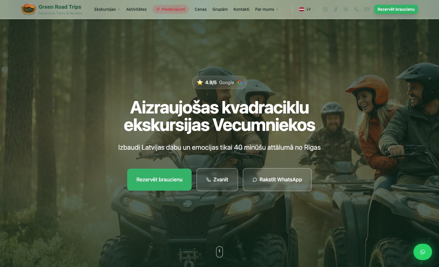 Green Road Trips homepage preview