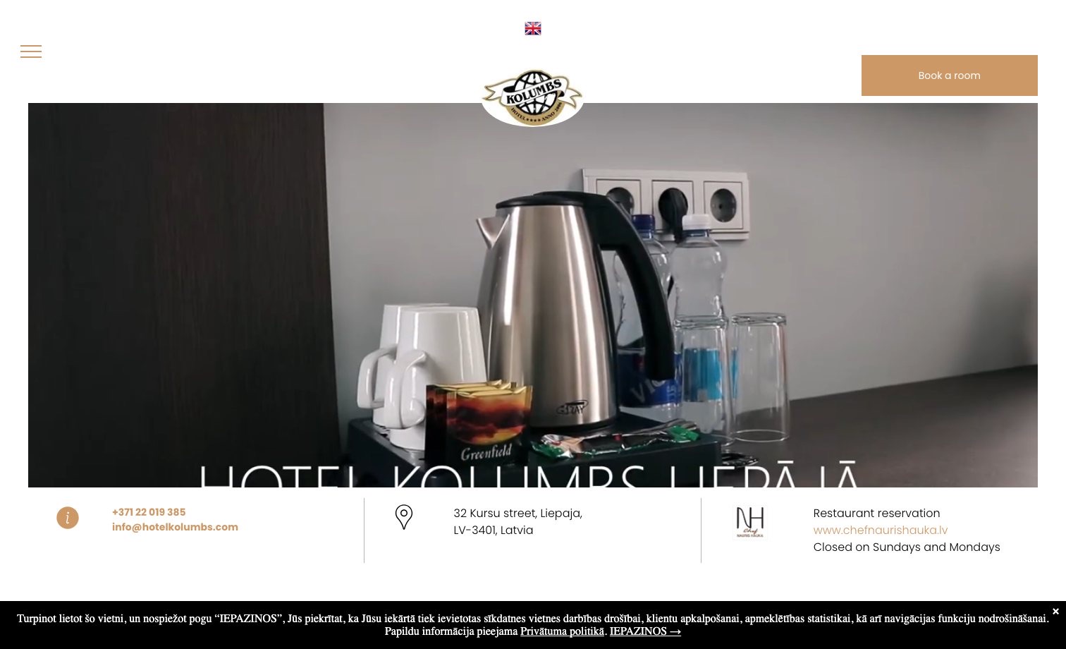 Hotel Kolumbs homepage preview