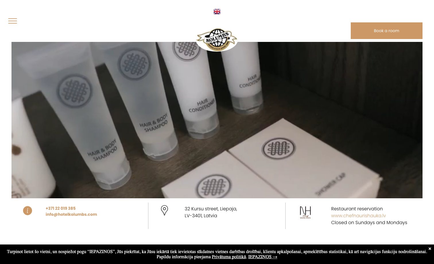 Hotel Kolumbs homepage preview