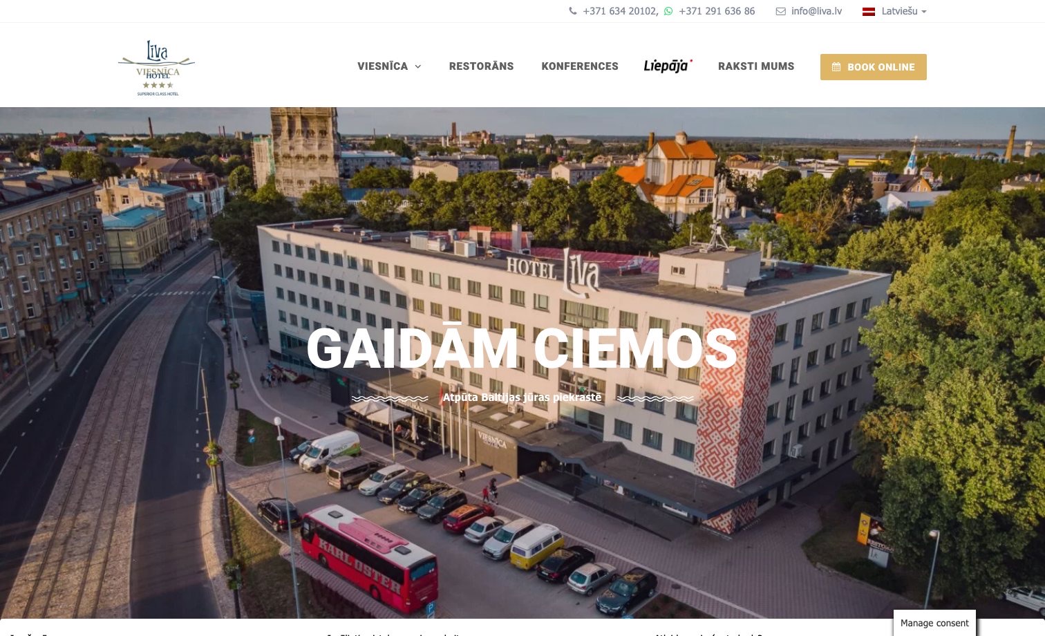 Līva Hotel homepage preview