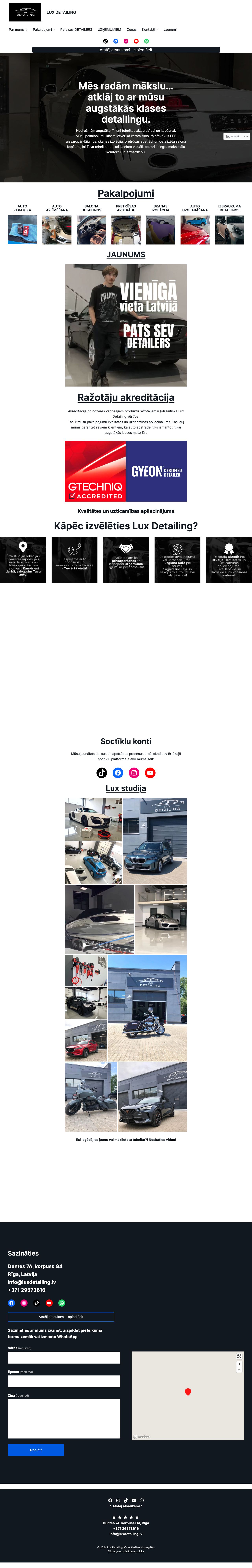 LUX DETAILING homepage preview