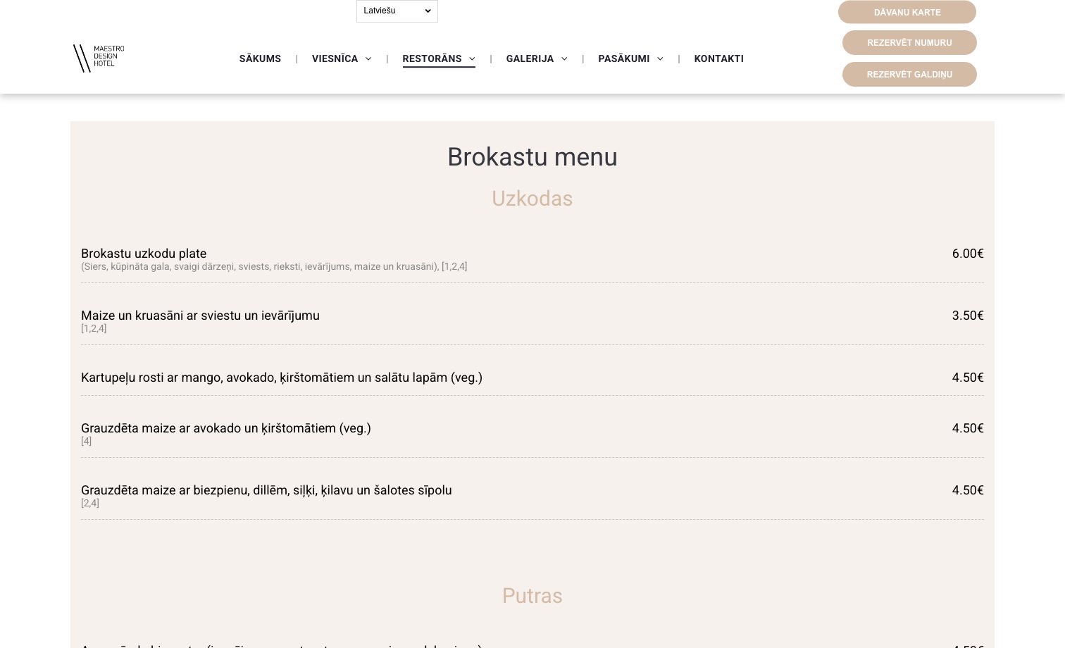 Maestro Design Hotel & Restaurant homepage preview