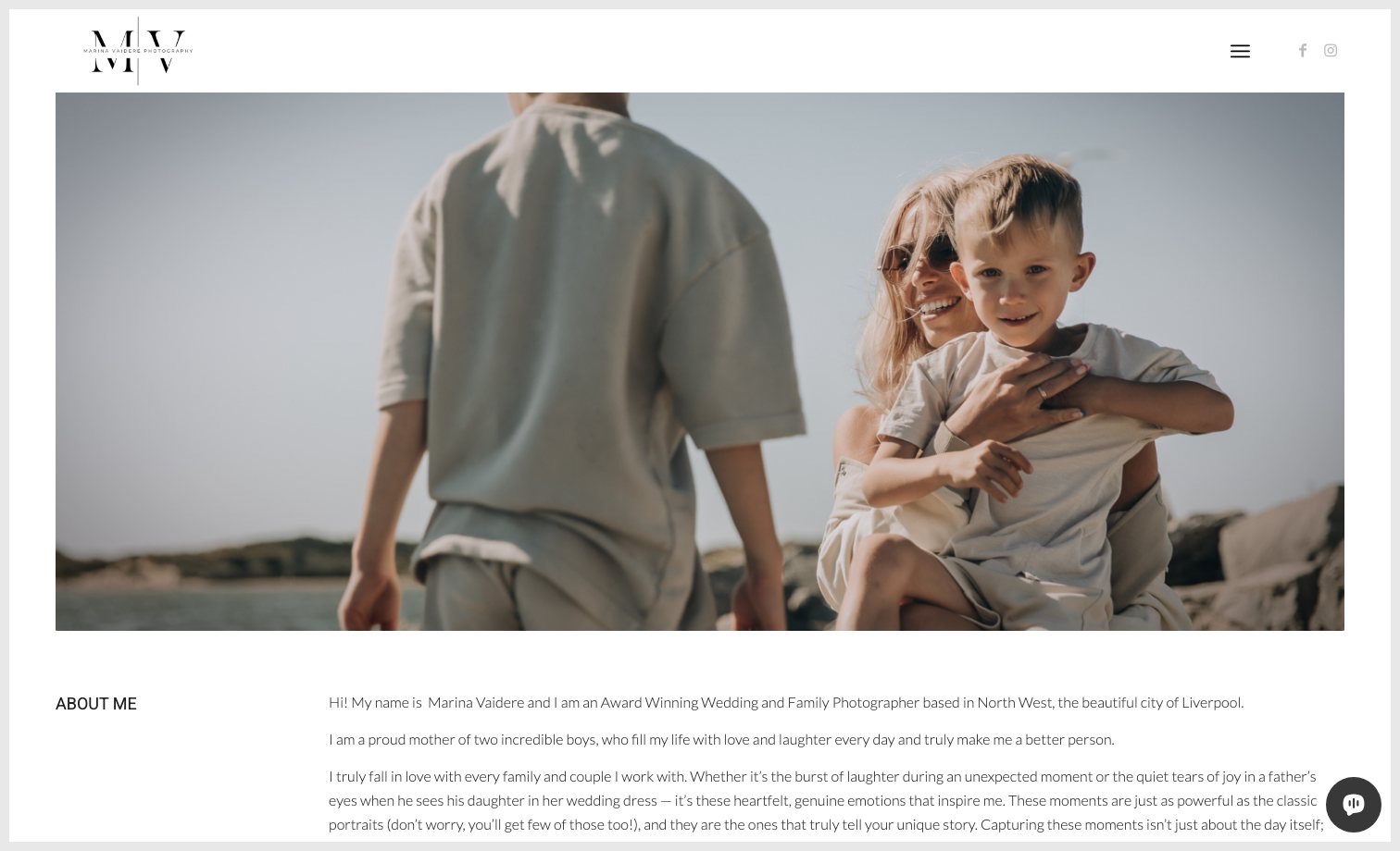 Marina Vaidere Photography homepage preview