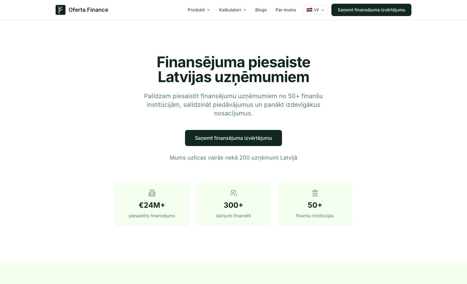 SIA “Oferta Finance” homepage preview