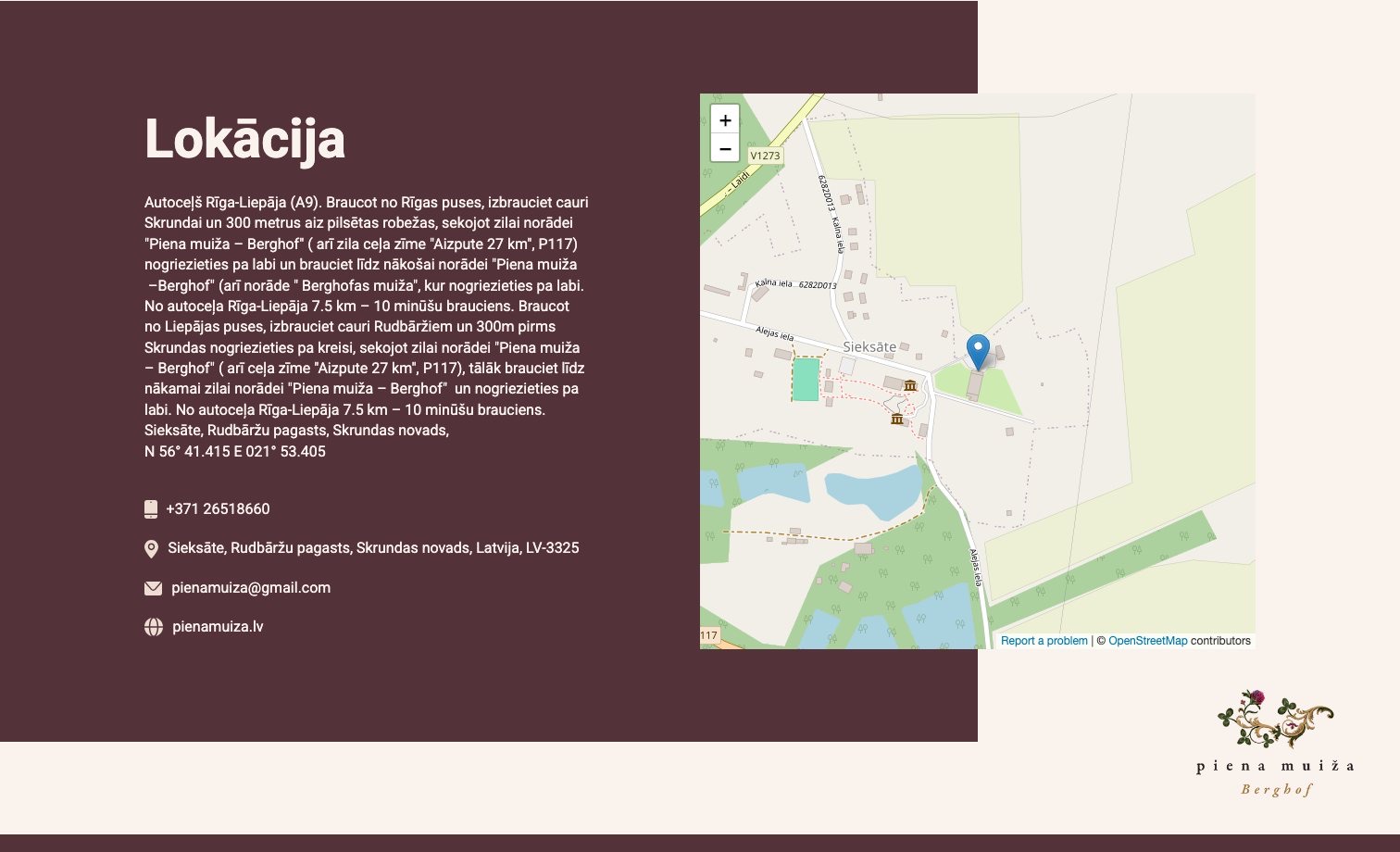 Piena muiža homepage preview