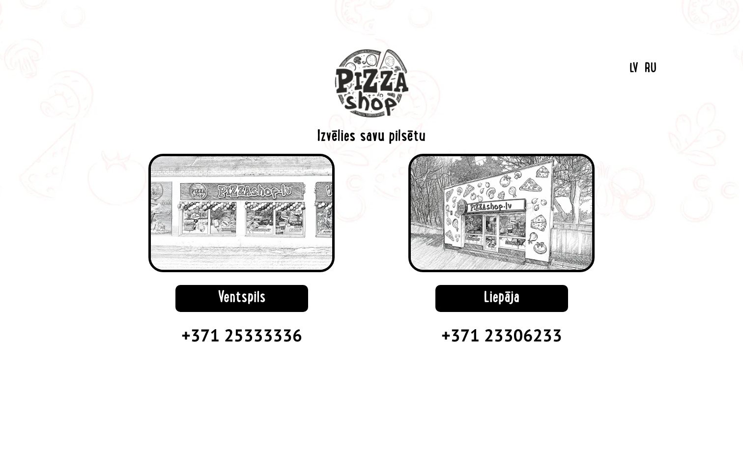pizzashop.lv homepage preview