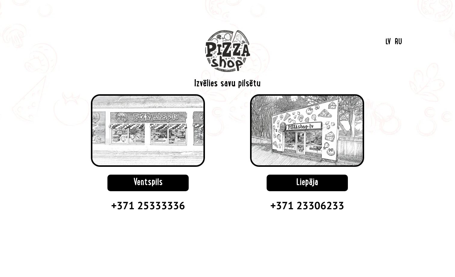 pizzashop.lv homepage preview