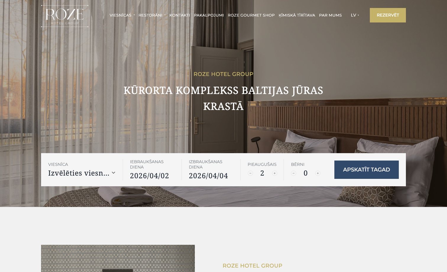 Roze Hotel Group homepage preview