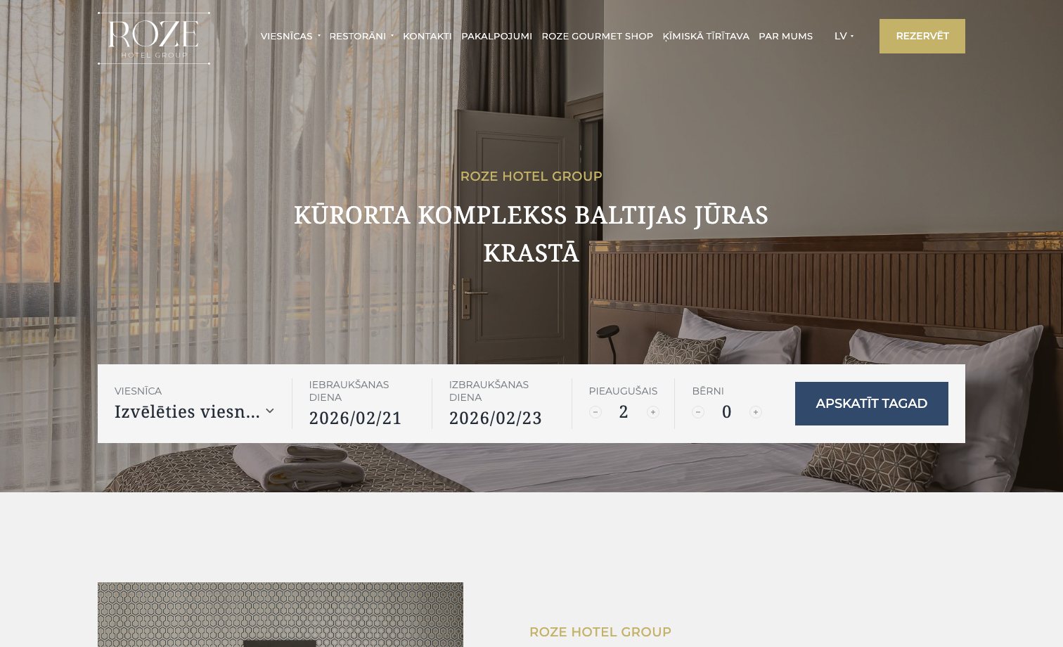 Roze Hotel Group homepage preview