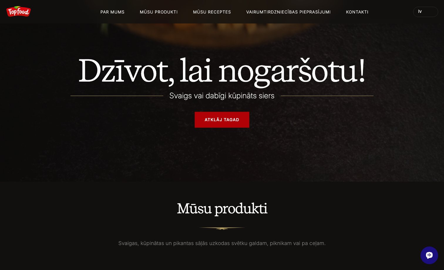 Top Food homepage preview