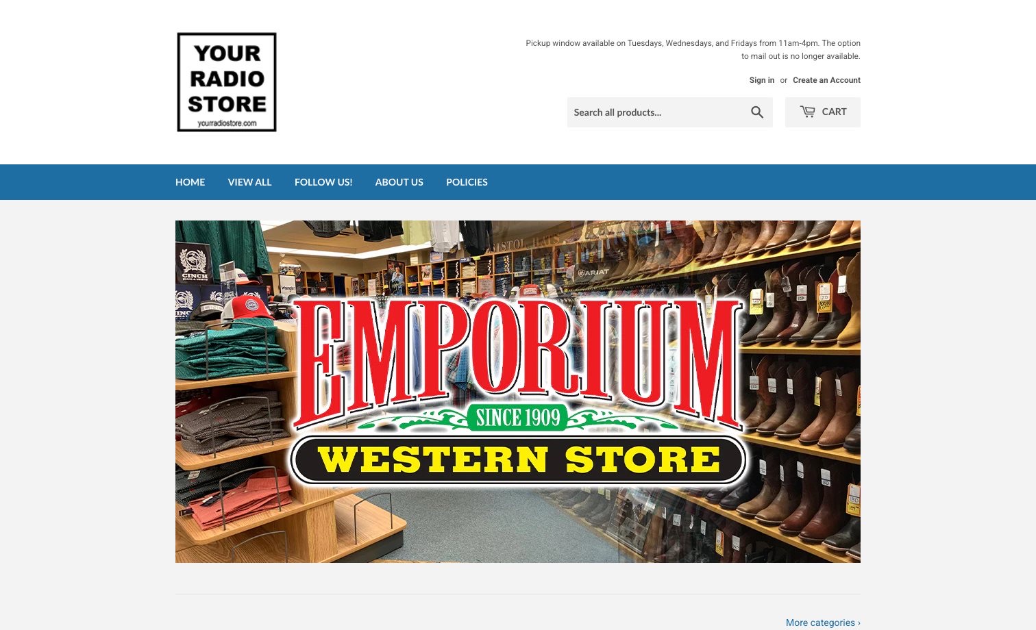 Your Radio Store homepage preview